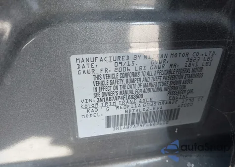 2015 Nissan Sentra Sv z USA, uszkodzony, nr VIN 3N1AB7AP4FL683600